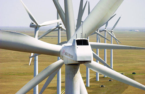WIND TURBINE generators like these at the Ponnequin wind farm in Colorado are examples of how energy efficiency and environmental sensitivity have become commonplace. / WIND TURBINE generators like these at the Ponnequin wind farm in Colorado are examples of how energy efficiency and environmental sensitivity have become commonplace. /