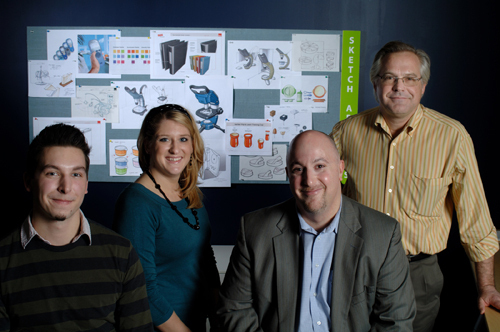 LOCAL MEMBERS of the Industrial Designers Society of America, from left: Matt Grigsby, Andrea Larocque, Andy Cutler, Aidan Petrie. / LOCAL MEMBERS of the Industrial Designers Society of America, from left: Matt Grigsby, Andrea Larocque, Andy Cutler, Aidan Petrie. /