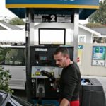 GASOLINE PRICES nationwide rose 12 cents over the past week to $3.28/gallon, 10 cents more than the March 17 price in Rhode Island, AAA found. Above, Patrick Wright fills his tank at a Valero station in Long Beach, Calif. / 