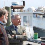 TALKING AQUACULTURE at the public dock in Wickford this morning are, from left: Peter August, director of the URI Coastal Institute; U.S. Sen. Jack Reed, D-R.I.; and Robert B. Rheault, president of Moonstone Oysters. / 