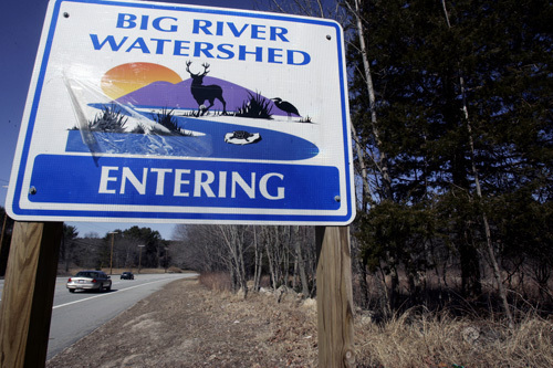 A SIGN in West Greenwich alerts drivers to the Big River Management Area. More than 40 years ago, 8,600 acres were reserved there for a reservoir that was never created. / A SIGN in West Greenwich alerts drivers to the Big River Management Area. More than 40 years ago, 8,600 acres were reserved there for a reservoir that was never created. /