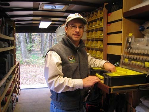 JOSEPH C. CRACCO, owner of Modern Yankee Builders, in a supply trailer that the
contractor takes to a job site for the duration of the contract. / JOSEPH C. CRACCO, owner of Modern Yankee Builders, in a supply trailer that the
contractor takes to a job site for the duration of the contract. /