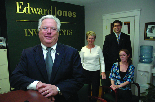 CHARLES PAOLINO, far left, is the regional leader for Edward Jones. Also picture, from left, are Jessica Kindelan, Michael Paolino and Cindy Roy. / CHARLES PAOLINO, far left, is the regional leader for Edward Jones. Also picture, from left, are Jessica Kindelan, Michael Paolino and Cindy Roy. /