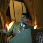 DR. LAZAROS KOCHILAS, of the COBRE for Perinatal Biology at Women & Infants Hospital, discusses zebra fish embryos at the Rhode Island Research Alliance Symposium. / 