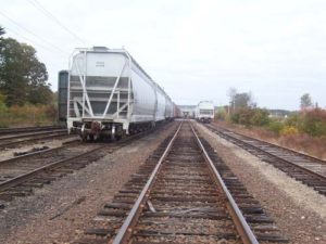 Quonset Business Park’s rail lines recently received a $6 million upgrade to aid the importing and exporting of cars. / PHOTO COURTESY QDC