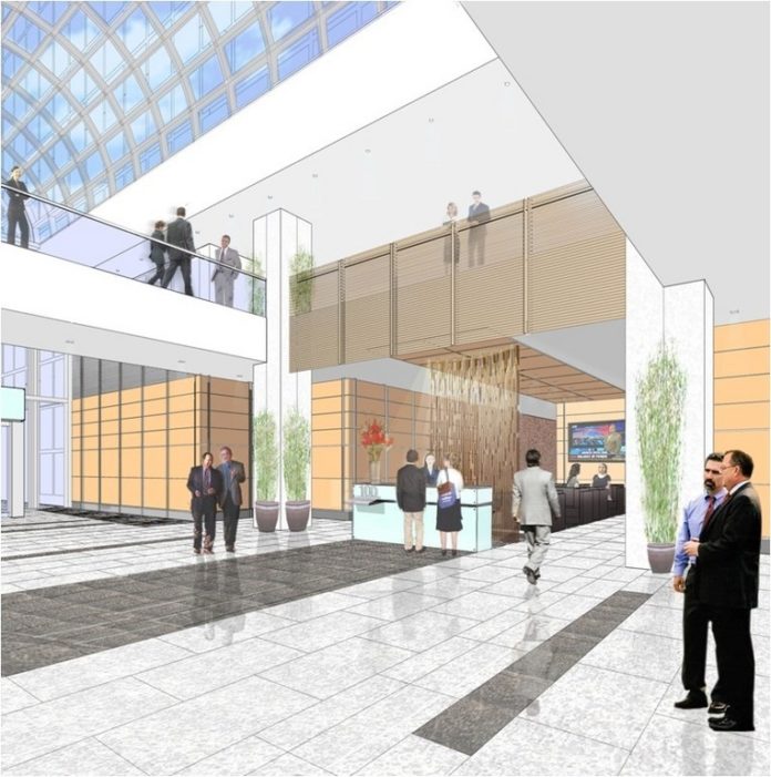 FED EX will occupy a portion of the retail space in 100 Westminster's lobby. / 