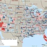 THE HIGHEST RATES of foreclosure, shown in red (one per every 10 to 250 households), continued to be reported in the volatile real estate markets of Nevada, California, Arizona and Florida.  / 