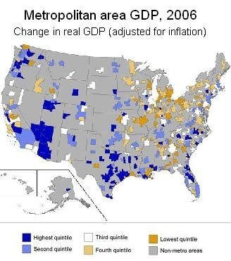 NATIONWIDE, metro-area GDP growth was strongest in the Southwest and West, and weakest in the Great Lakes region, the BEA found. / NATIONWIDE, metro-area GDP growth was strongest in the Southwest and West, and weakest in the Great Lakes region, the BEA found. /