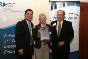 Elizabeth Pierotti, of The Inventing Life, as she accepts her award as an Innovation Champion. / PBN Photo