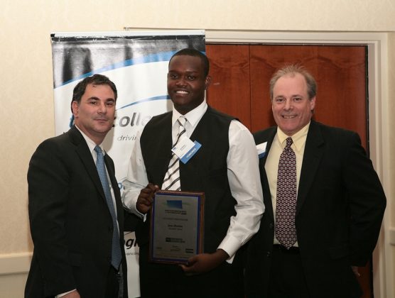 Jean Merlain, of the Metropolitan Regional Career and Technical Center (the Met), as he's honored for being named the Student Innovator. / PBN Photo