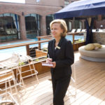 Former party planner now caters to Marriott clients DONNA DiORIO, catering director at The Marriot Downtown Providence, checks the
seating at Aqua, the new restaurant and lounge at the hotel. /