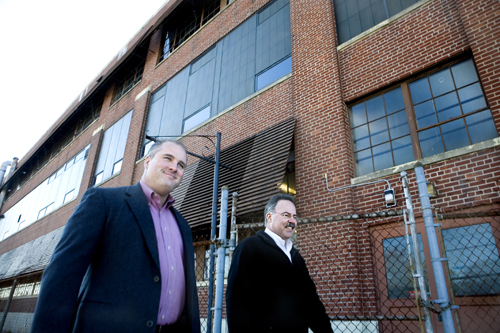 COMMUNITY DEVELOPMENT: Attleboro Redevelopment Agency Director of Project Management Ron Dubuc, left, and ARA Executive Director Michael Milanoski tour a Pearl Street building that will be used for jewelry manufacturing. / COMMUNITY DEVELOPMENT: Attleboro Redevelopment Agency Director of Project Management Ron Dubuc, left, and ARA Executive Director Michael Milanoski tour a Pearl Street building that will be used for jewelry manufacturing. /