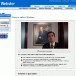 IN THIS SCREENSHOT from the bank's Web site, James C. Smith, chairman and CEO of Webster Financial Corp., answers customers' questions on topics including the federal bailout and the health of the bank's assets. / 