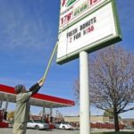 R.I. gas prices end their 13-week decline AFTER 3-1/2 MONTHS of weekly declines, prices were at or near five-year lows in both Rhode Island and Massachusetts, AAA said today. Above, Nathan Gevenois changes the price on the sign outside a Maverick station in Orem, Utah. /