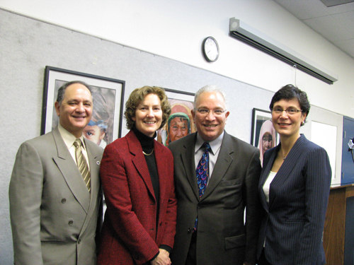 SPREADING THE WORD: From left: Ramon Martinez, Constance A. Howes, Dr. Pablo Rodriguez and Dr. Maureen Phipps, at a Jan. 21 event announcing a $138,000 NIH grant. / SPREADING THE WORD: From left: Ramon Martinez, Constance A. Howes, Dr. Pablo Rodriguez and Dr. Maureen Phipps, at a Jan. 21 event announcing a $138,000 NIH grant. /