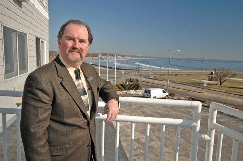 ROOM WITH A VIEW: General Manager Kevin Welch shows off the view at The Village Inn in Narragansett. / ROOM WITH A VIEW: General Manager Kevin Welch shows off the view at The Village Inn in Narragansett. /