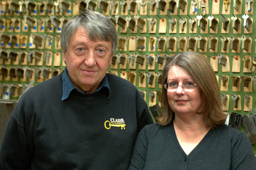 OPENING DOORS: Francesco Therisod and Linda Clark Therisod have survived many changes in the locksmith industry, including the integration of electronic components. / OPENING DOORS: Francesco Therisod and Linda Clark Therisod have survived many changes in the locksmith industry, including the integration of electronic components. /