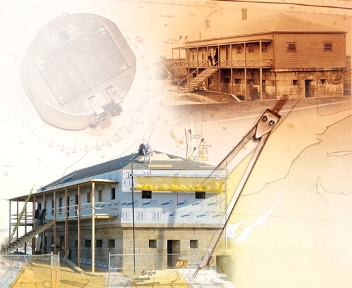 HOLDING THE FORT: Work is currently under way to install a second floor to Fort Adams’ redoubt, a building intended to protect the 19th-century fort’s entrance. The Fort Adams Trust
is assembling a master plan to determine which preservation projects should be taken on at
the complex. Above is the original redoubt as it appeared circa 1880. / HOLDING THE FORT: Work is currently under way to install a second floor to Fort Adams’ redoubt, a building intended to protect the 19th-century fort’s entrance. The Fort Adams Trust
is assembling a master plan to determine which preservation projects should be taken on at
the complex. Above is the original redoubt as it appeared circa 1880. /