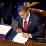 THE ECONOMIC STIMULUS BILL signed by President Barack Obama in Denver on Feb. 17 (above) will generate more than $100 billion in sales for technology companies, analysts say. / 