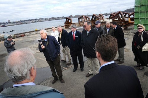 CLOSER EXAMINATION: A General Assembly commission charged with studying Rhode Island’s ports tours Promet Marine Services along Allens Avenue in Providence last week. / CLOSER EXAMINATION: A General Assembly commission charged with studying Rhode Island’s ports tours Promet Marine Services along Allens Avenue in Providence last week. /