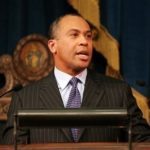 MASS. GOV. DEVAL PATRICK, shown above addressing the Mass. Legislature in January, is relying on federal stimulus dollars to close a budget gap. / 