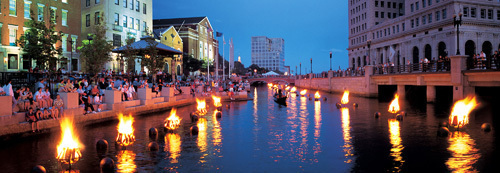 FORGED BY FIRE: WaterFire Providence, which held 16 lightings in 2008, is entering its 15th year. The summer lightings have received international acclaim and attracted thousands of spectators to Providence. / FORGED BY FIRE: WaterFire Providence, which held 16 lightings in 2008, is entering its 15th year. The summer lightings have received international acclaim and attracted thousands of spectators to Providence. /