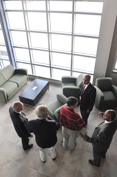 TAKING FLIGHT: Airport officials tour the recently finished terminal and
hangar at Quonset. The new terminal is expected to increase traffic at the
North Kingstown airport. / TAKING FLIGHT: Airport officials tour the recently finished terminal and
hangar at Quonset. The new terminal is expected to increase traffic at the
North Kingstown airport. /