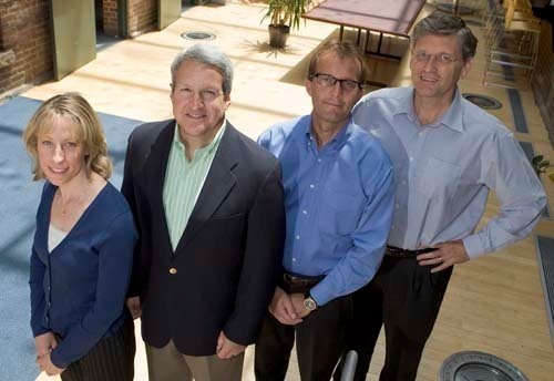 SIMULATED REALITY: Dassault Systemes Simulia Corporation executives, from left: Vice President of Human Resources Denise Hempe, President Scott Berkey, Vice President of Strategy & Marketing Ken Short and Vice President of Research & Development Colin Mercer. / SIMULATED REALITY: Dassault Systemes Simulia Corporation executives, from left: Vice President of Human Resources Denise Hempe, President Scott Berkey, Vice President of Strategy & Marketing Ken Short and Vice President of Research & Development Colin Mercer. /