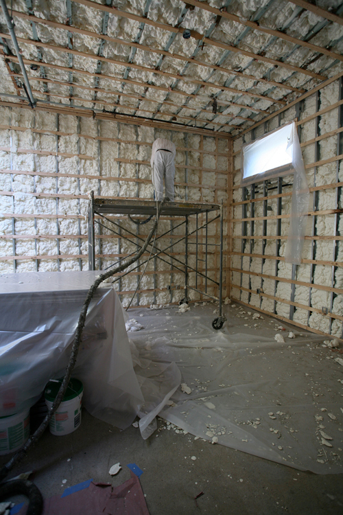 ECO-FRIENDLY: Developer JTJ Investments used green materials, including Icynene open-cell foam insulation, at 28 Wolcott. / ECO-FRIENDLY: Developer JTJ Investments used green materials, including Icynene open-cell foam insulation, at 28 Wolcott. /