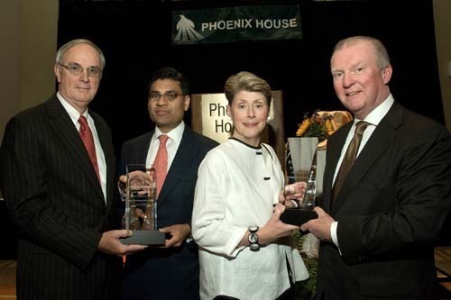 FROM LEFT: Peter H. Ottmar, chairman of Phoenix Houses of New England; Jaymin B. Patel, president and CEO of GTECH; Sheri L. Sweitzer, member of the board of directors of Phoenix Houses of New England and chairwoman of the development committee; and Donald R. Sweitzer, chairman of GTECH. / FROM LEFT: Peter H. Ottmar, chairman of Phoenix Houses of New England; Jaymin B. Patel, president and CEO of GTECH; Sheri L. Sweitzer, member of the board of directors of Phoenix Houses of New England and chairwoman of the development committee; and Donald R. Sweitzer, chairman of GTECH. /