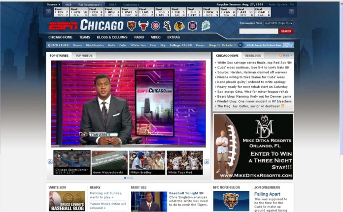 ESPN BOSTON, the new local Web site the sports media giant plans to launch Sept. 14, will be modeled on ESPN Chicago, above, its first regional site. / ESPN BOSTON, the new local Web site the sports media giant plans to launch Sept. 14, will be modeled on ESPN Chicago, above, its first regional site. /