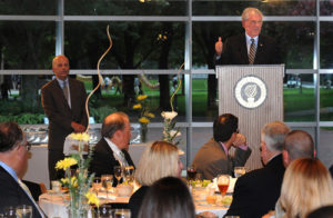 Governor Donald Carcieri congratulates the 2009 Innovation Award honoress / PBN PHOTO/FRANK MULLIN