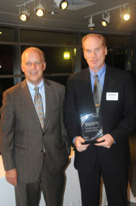 Roger Bergenheim and honoree Dennis Colleran, IlluminOss Medical / PBN PHOTO/FRANK MULLIN