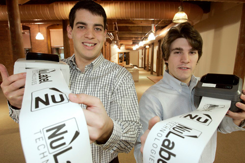 STARTING THE NEW YEAR: NuLabel Technologies President Max Winograd, left, and Vice President Michael Woods. The startup is developing a lower-cost printing technology, / STARTING THE NEW YEAR: NuLabel Technologies President Max Winograd, left, and Vice President Michael Woods. The startup is developing a lower-cost printing technology, /