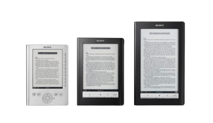 Sony Corp. Reader e-book devices, from left, the Pocket, Touch and Daily editions, are displayed last summer. / Sony Corp. Reader e-book devices, from left, the Pocket, Touch and Daily editions, are displayed last summer. /