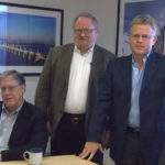 MODEL CITIZENS: Applied Science Associates founders Craig Swanson, left, and Malcolm Spaulding, center, with CEO and President Eoin Howlett. The environmental-modeling firm aggregates marine data, writes software and then uses it to model environmental impacts. / 