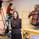 DRAWN TOGETHER: RISD Museum 
interim Director Ann Woolsey, foreground, with students working on an installation. / 