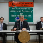 SENATOR WHITEHOUSE at a hearing Monday on the stimulus, which is paying for $137 million worth of R.I. Department of Transportation projects. / 