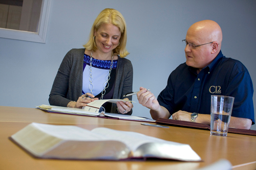 PUTTING VALUES TO WORK: April Williams of North Star Marketing and C12 Area Chair Rick Ferris. / PUTTING VALUES TO WORK: April Williams of North Star Marketing and C12 Area Chair Rick Ferris. /