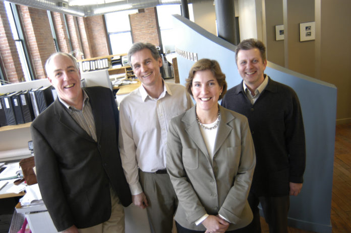 STEVE DURKEE, far left, co-founder of Durkee, Brown, Viveiros & Werenfels, is leaving the architecture firm to join developer Cornish Associates. Remaining with DBVW are, Doug Brown, second from left, Martha Werenfels and Michael Viveiros. / STEVE DURKEE, far left, co-founder of Durkee, Brown, Viveiros & Werenfels, is leaving the architecture firm to join developer Cornish Associates. Remaining with DBVW are, Doug Brown, second from left, Martha Werenfels and Michael Viveiros. /