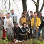 CLEANUP CREW: From left: local artist Bonnie Buck; FPNA President Daisy Schnepel; Parks Department Director Bob McMahon; Head of the Bay Gateway Co-Chair David Riley; Fox Point resident Ed Webb; Fox Point Community Garden Manager Keri Marion; Al Dahlberg, community relations at Brown University; John Rousseau, FPNA executive secretary and cleanup coordinator; Councilman Seth Yurdin; Jim Ruffo, Fox Point resident and Erin Kunkel, Brown University. / 