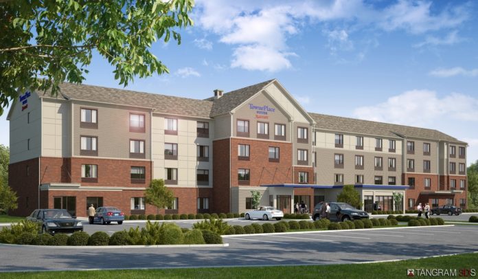 A RENDERING of the planned Towne Place Suites by Marriott at Quonset Business Park. The $7.5 million, extended-stay hotel is expected to open in February 2011. / 
