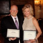 NEWPORT SEEN's creators and social reviewers, award-winning graphics designer and branding expert Tom Roskelly, left, and reviewer/photojournalist Linda Phillips, display their prizes after the Connecticut Press Club awards ceremony. / 