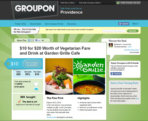 Groupon Internet Marketing Deals Are Finding Ready Consumers In