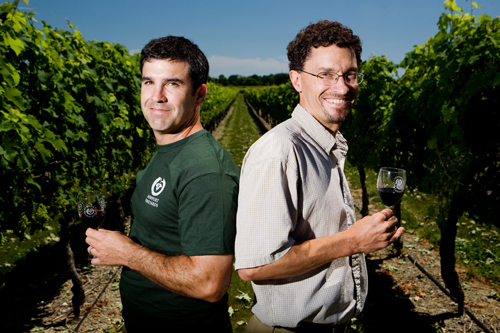 AGING WELL: Brothers Paul, left, and John Nunes have grown Newport Vineyards since purchasing the winery in 1998. The Middletown business is one of the largest grape growers in New England. / AGING WELL: Brothers Paul, left, and John Nunes have grown Newport Vineyards since purchasing the winery in 1998. The Middletown business is one of the largest grape growers in New England. /