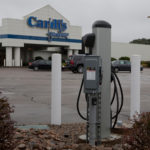 GET GOING: A charger for electric vehicles was recently installed at the Cardi&rsquo;s Furniture in West Warwick, a joint effort between the retailer and trucking company Arpin Group. / 
