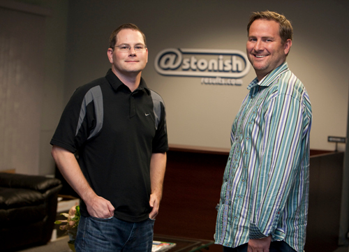 STILL GROWING: Astonish Results Chief Operating Officer John Boudreau, left, and President Tim Sawyer. The company topped the fastest-growing list for the second year in a row. / STILL GROWING: Astonish Results Chief Operating Officer John Boudreau, left, and President Tim Sawyer. The company topped the fastest-growing list for the second year in a row. /