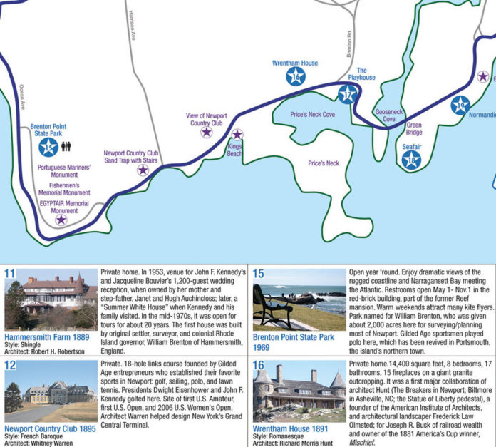 THE NEWPORT OCEAN DRIVE Map & Guide highlights 49 major tourist attractions with photos and identifies 80 others.  / 