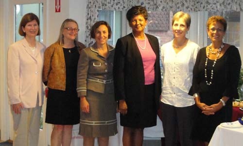 RECIPIENTS OF THE Second Annual Ronald McDonald House of Providence Women’s Leadership award, from left: Kati Machtley, Bryant University Women’s Summit director; Pamela High, W. Alpert School of Medicine at Brown University director of division of development-pediatrics; Cindy L. Schwartz, Hasbro Children’s Hospital director, pediatric hematology/oncology; Armeather Gibbs, United Way of Rhode Island chief operating officer; Anne Hird, Bridgewater State University associate professor; and Linda H. Newton, Blue Cross & Blue Shield of Rhode Island vice president. / RECIPIENTS OF THE Second Annual Ronald McDonald House of Providence Women’s Leadership award, from left: Kati Machtley, Bryant University Women’s Summit director; Pamela High, W. Alpert School of Medicine at Brown University director of division of development-pediatrics; Cindy L. Schwartz, Hasbro Children’s Hospital director, pediatric hematology/oncology; Armeather Gibbs, United Way of Rhode Island chief operating officer; Anne Hird, Bridgewater State University associate professor; and Linda H. Newton, Blue Cross & Blue Shield of Rhode Island vice president. /