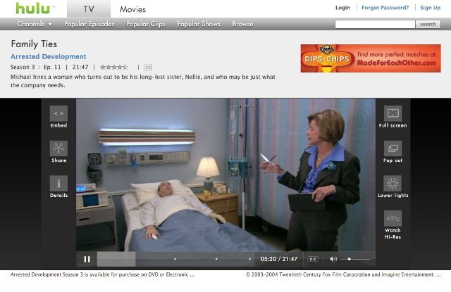 A SCREEN GRAB of the Hulu website playing defunct Fox sitcom A SCREEN GRAB of the Hulu website playing defunct Fox sitcom